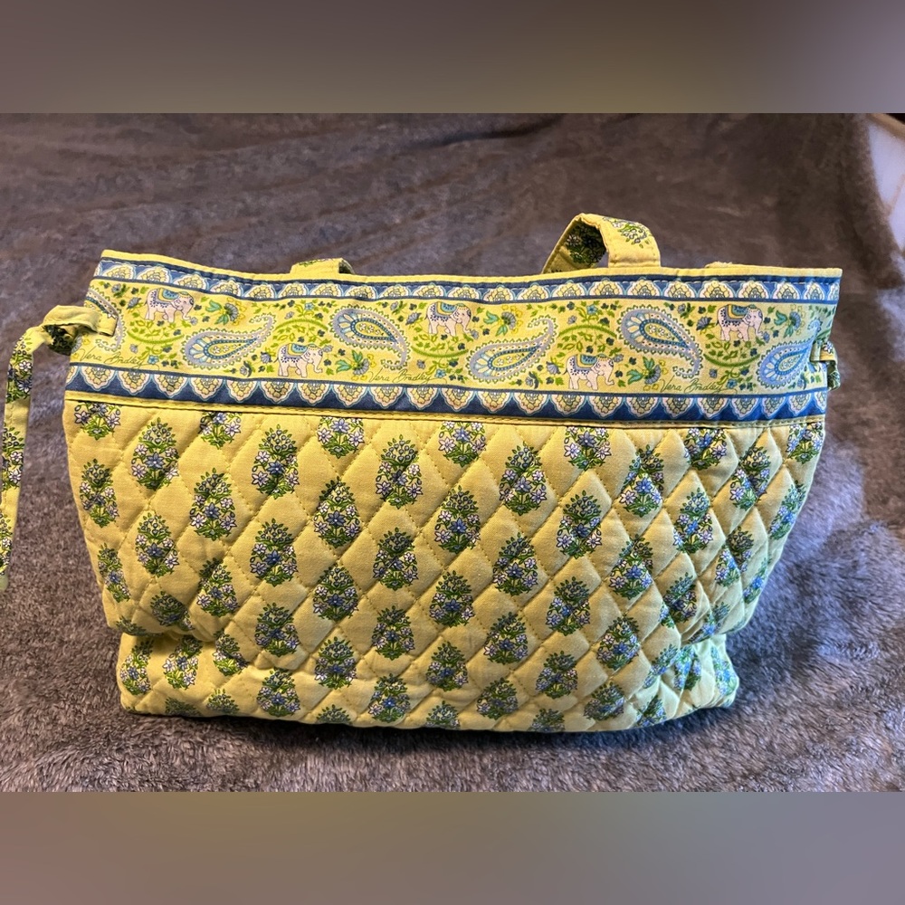 Vera Bradley Yellow and Blue Quilted Tote Bag